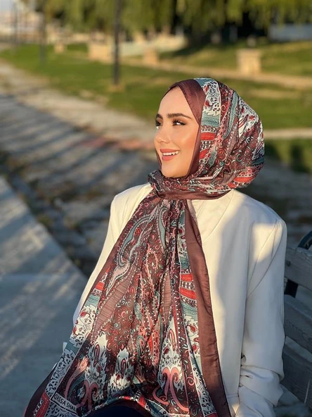 Etnik Desen Queen Şal Kahve - Resim 2