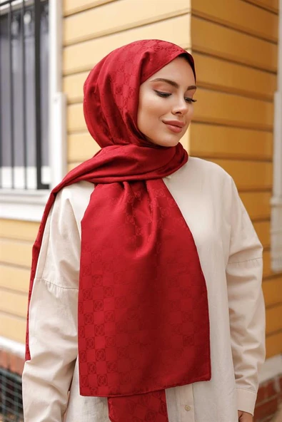 Dama Desen Şal Bordo - Resim 3