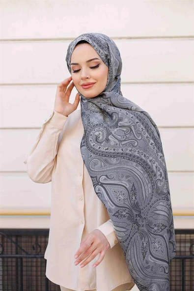Etro Desen Premium Şal Gri - Resim 4