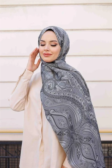 Etro Desen Premium Şal Gri - Resim 5