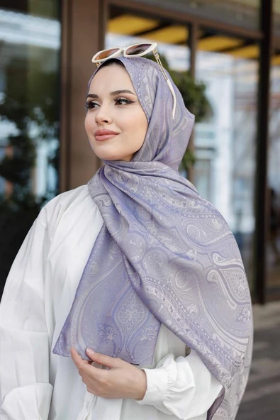 Etro Desen Premium Şal Lila - Resim 5