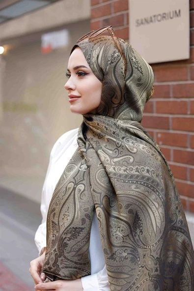 Etro Desen Premium Şal Haki - Resim 4