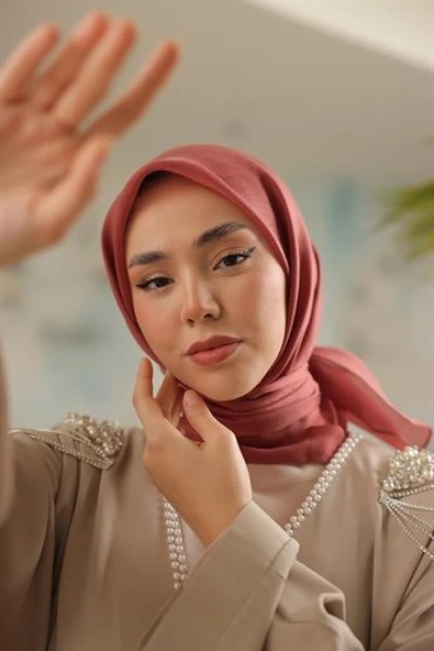 Abiye Eşarp Gül Kurusu - Resim 2