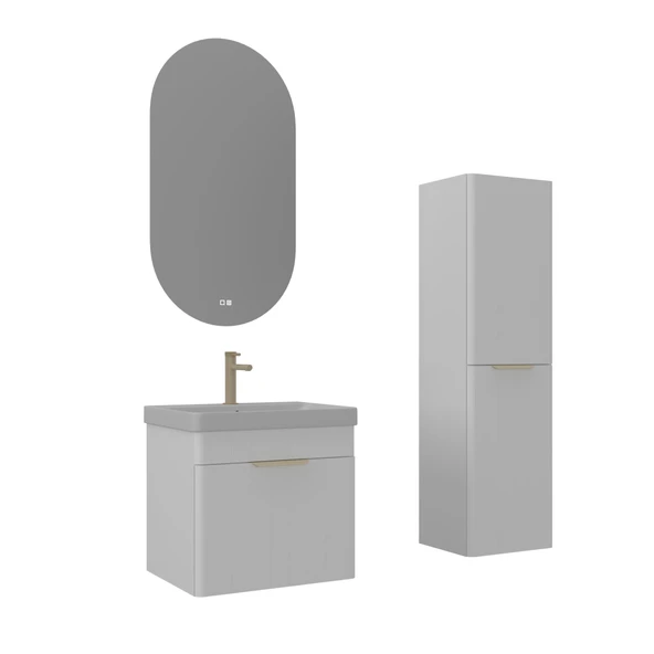 Orka Procida 60 cm Mat Beyaz Banyo Dolabı Takımı ve Boy Dolabı ürün görseli 1