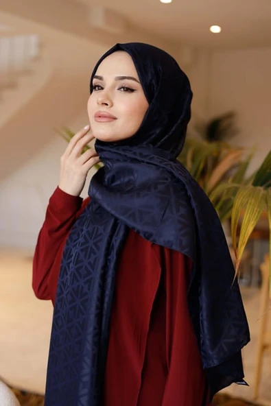 İpeksi Jakar Deluxe Şal Lacivert ürün görseli 1