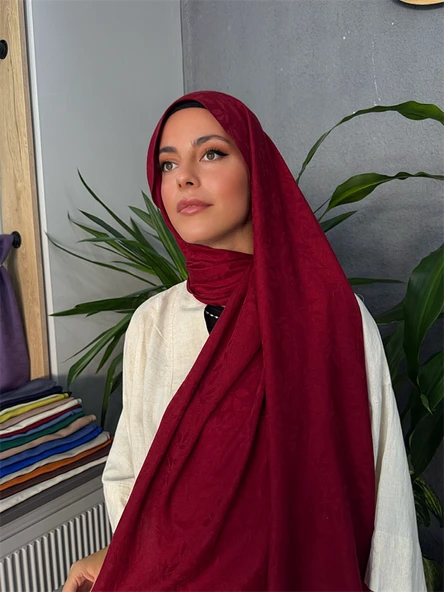 Yaprak Desen Şal Bordo ürün görseli 1