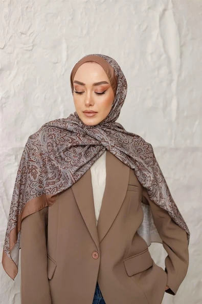Etnik Desen Larisa Şal Vizon - Resim 3