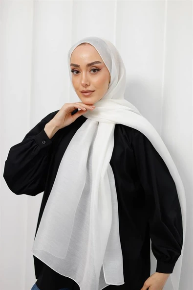 Abiye Şal Beyaz - Resim 3