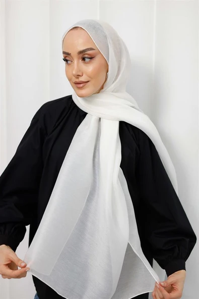 Abiye Şal Beyaz - Resim 4