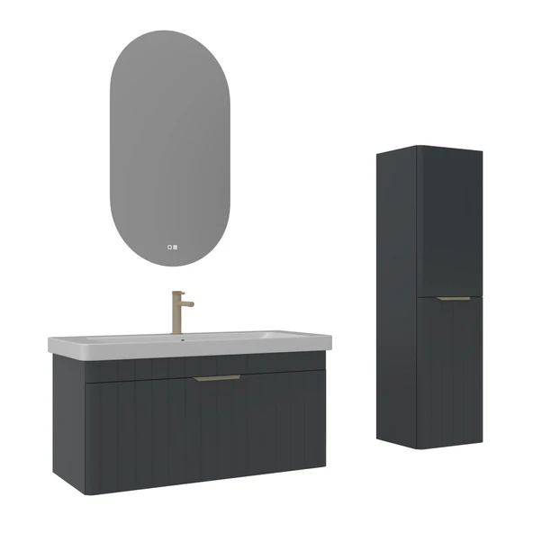 Orka Procida 105 cm Mat Antrasit Banyo Dolabı Takımı ve Boy Dolabı ürün görseli 1