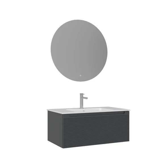 Orka Olbia 80 cm Mat Antrasit Banyo Dolabı Takımı ürün görseli 1