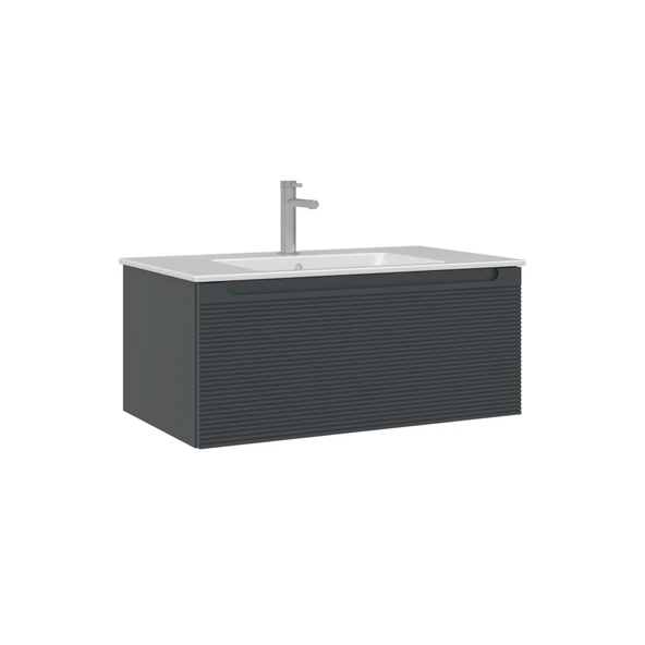 Orka Olbia 80 cm Mat Antrasit Banyo Dolabı Alt Modül Lavabo ürün görseli 1