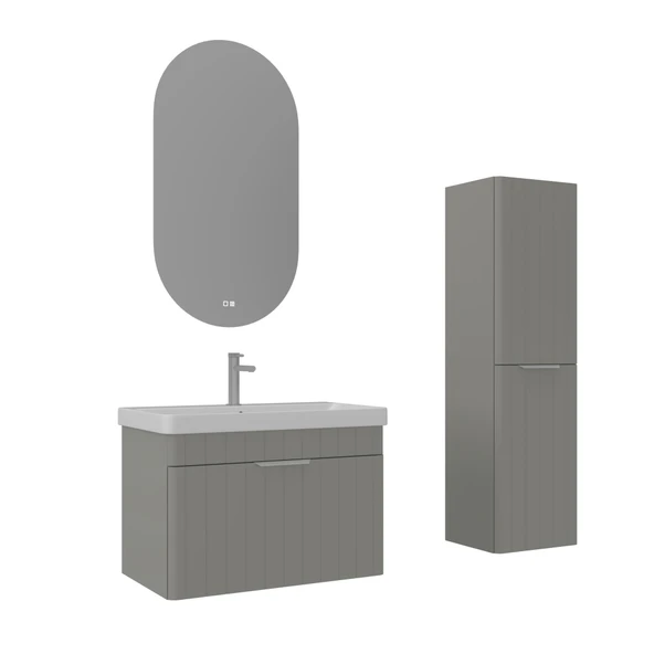 Orka Procida 80 cm Mat Kaşmir Banyo Dolabı Takımı ve Boy Dolabı ürün görseli 1