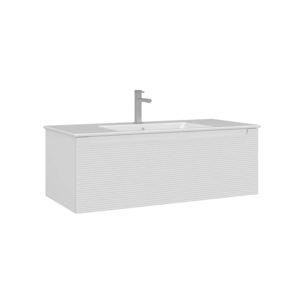 Orka Olbia 100 cm Mat Beyaz Banyo Dolabı Alt Modül Lavabo ürün görseli 1