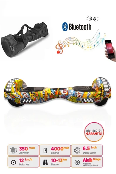 Citymate Elektrikli Kaykay Full Ledli Hoverboard Bluetooth Hoparlörlü 6.5 Inch Çanta Hediyeli D25 ürün görseli 1