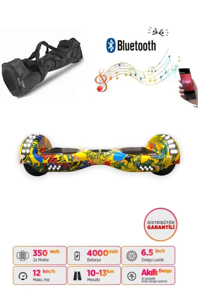 Citymate Elektrikli Kaykay Full Ledli Hoverboard Bluetooth Hoparlörlü 6.5 Inch Çanta Hediyeli D21 ürün görseli 1
