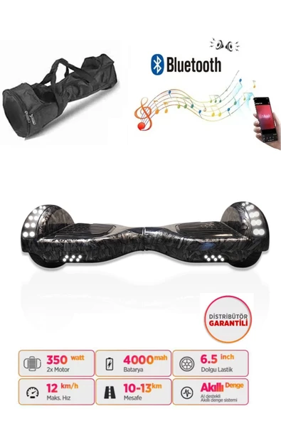 Citymate Elektrikli Kaykay Full Ledli Hoverboard Bluetooth Hoparlörlü 6.5 Inch Çanta Hediyeli D27 ürün görseli 1