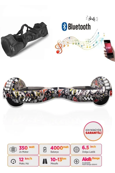 Citymate Elektrikli Kaykay Full Ledli Hoverboard Bluetooth Hoparlörlü 6.5 Inch Çanta Hediyeli D14 ürün görseli 1