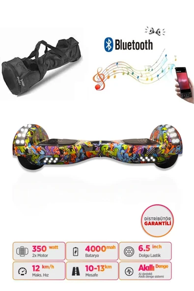 Citymate Elektrikli Kaykay Full Ledli Hoverboard Bluetooth Hoparlörlü 6.5 Inch Çanta Hediyeli D22 ürün görseli 1