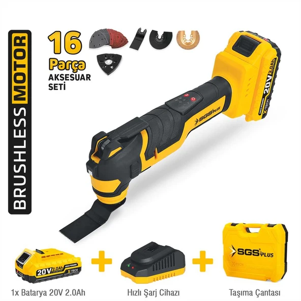 SGS AKÜLÜ MULTI-TOOLS KESİCİ VE RASPALAMA MAKİNESİ 20V 1x2.0 Ah ürün görseli 1