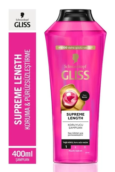 Gliss Supreme Length Koruyucu Şampuan Yağlı Köklü Kuru Uçlu Saçalar 400 ml ürün görseli 1