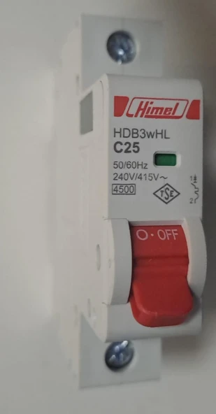 HİMEL 25 AMPER 1XC25 4,5KA OTOMAT SİGORTA ürün görseli 1