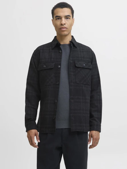 JPRRAYLE MELANGE CHECK L/S OVERSHIRT SN Black Beauty Black Beauty M ürün görseli 1