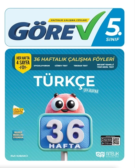 Nitelik 5.Sınıf Görev Türkçe 36 Haftalık Çalışma Föyleri ürün görseli 1