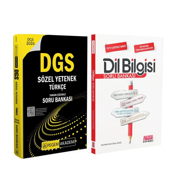 Pegem 2026 DGS Sözel Yetenek Türkçe ve AKM Dil Bilgisi Soru Bankası Seti 2 Kitap ürün görseli 1