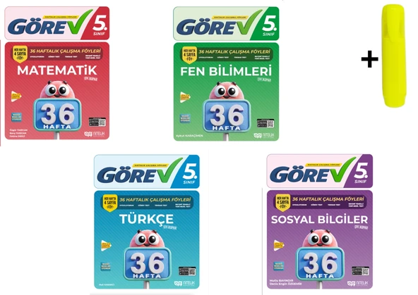 Nitelik 5.Sınıf Görev Matematik Fen Türkçe Sosyal 36 Haftalık Çalışma Föyleri ürün görseli 1