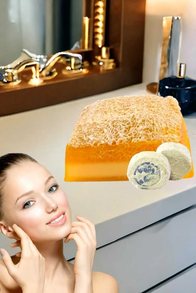 2'li Tüm Cilt Tipleri Yüz Bakım Peeling Kabak Lifli Keçi Sütü Limon Sabun Leke Akne Ruşur Taşı ürün görseli 1