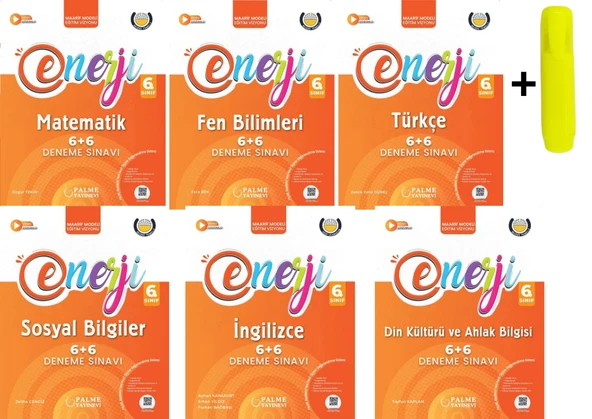 Palme 6.Sınıf Enerji 6+6 Matematik Fen Türkçe Sosyal İngilizce Din Deneme Sınavı Yeni ürün görseli 1