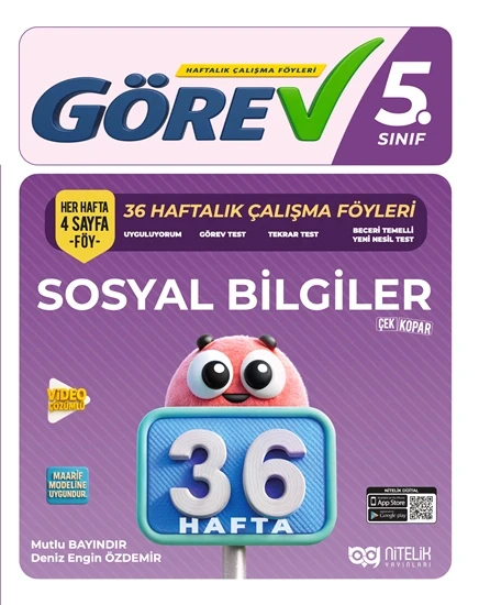 Nitelik 5.Sınıf Görev Sosyal Bilimler 36 Haftalık Çalışma Föyleri ürün görseli 1