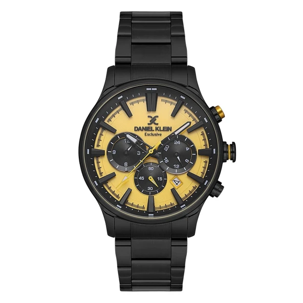 Daniel Klein DKE.1.13643.5 Sarı Siyah Chronograph Takvimli Çelik Kordonlu Erkek Kol Saati ürün görseli 1