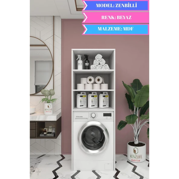Kenzlife çamaşır-kurutma-bulaşık makinesi dolabı zenbillimdf byz 180*70*60 suntalam banyo % 100 full MDF ürün görseli 1