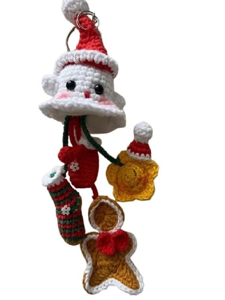 Noel Baba Amigurumi Organik Anahtarlık Oyuncak ürün görseli 1