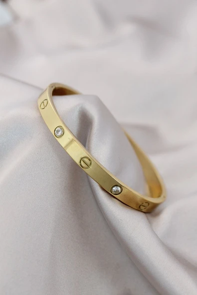 316L Çelik Gold Renk Zirkon Taşlı Bileklik - TJ-BB4119 ürün görseli 1