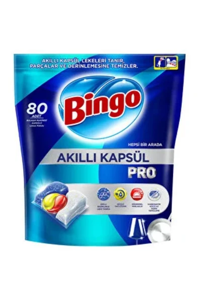 BİNGO AKILLI PRO 80 KAPSÜL TABLET BULAŞIK MAKİNESİ DETERJANI ürün görseli 1