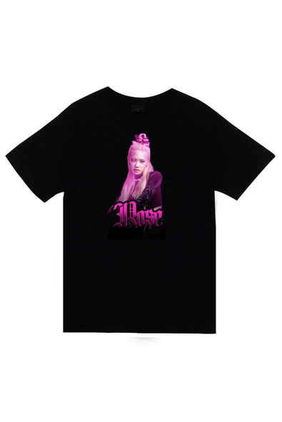 fame-stoned Rosé - BLACKPINK - K-Pop - Baskılı Unisex %100 Pamuk Siyah T-shirt ürün görseli 1