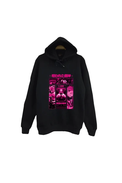 fame-stoned Jujutsu Kaisen - Ryomen Sukuna - Anime Baskılı Unisex %100 Pamuk Siyah Kapüşonlu Sweatshirt ürün görseli 1