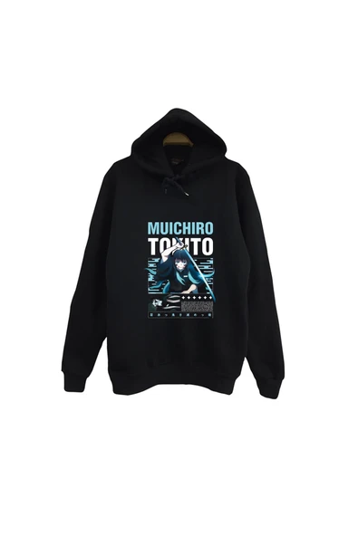 fame-stoned Demon Slayer Muichiro Tokito - Anime Baskılı Unisex %100 Pamuk Siyah Kapüşonlu Sweatshirt ürün görseli 1