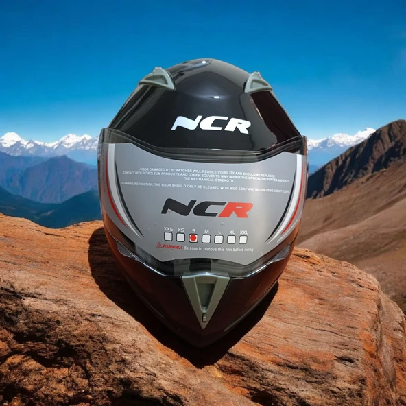 NCR-158 ÇENE AÇILIR GÖZLÜKLÜ E-CE BELGELİ KASK PARLAK SİYAH ürün görseli 1