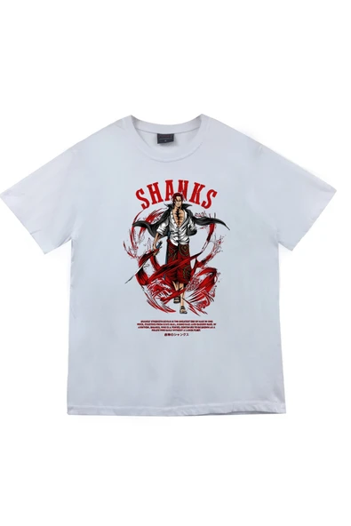 fame-stoned One Piece Shanks - Anime Baskılı Unisex %100 Pamuk T-shirt ürün görseli 1