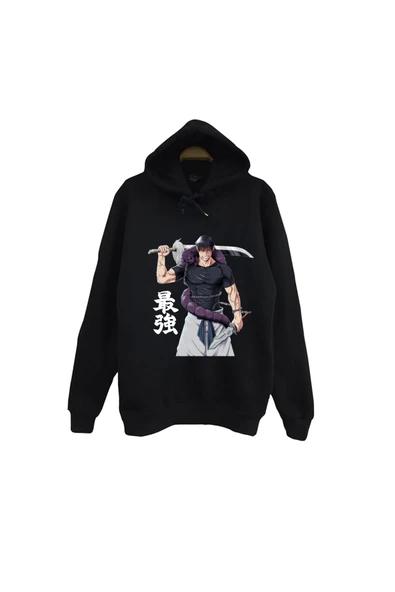 fame-stoned Jujutsu Kaisen - Toji Fushiguro - Anime Baskılı Unisex %100 Pamuk Siyah Kapüşonlu Sweatshirt ürün görseli 1
