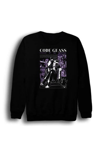 fame-stoned Lelouch Lamperouge - Anime - Karakter Baskılı Unisex %100 Pamuk Kapüşonlu Bisiklet Yaka Sweatshirt ürün görseli 1