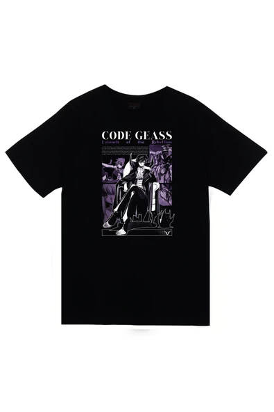 fame-stoned Lelouch Lamperouge - Anime - Karakter Baskılı Unisex %100 Pamuk Siyah T-shirt ürün görseli 1