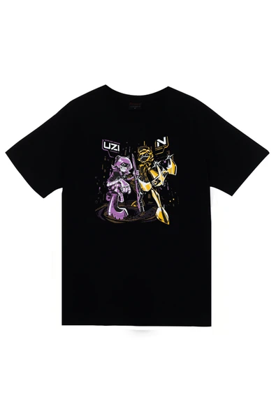 fame-stoned Murder Drones Baskılı Unisex %100 Pamuk Siyah T-shirt ürün görseli 1