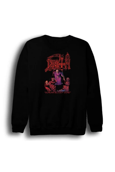 fame-stoned Death - Müzik - Grubu Baskılı Unisex %100 Pamuk Siyah Bisiklet Yaka Sweatshirt ürün görseli 1