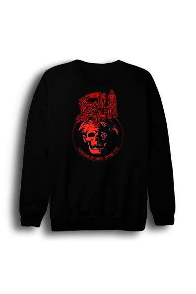 fame-stoned Death - Müzik - Grubu Baskılı Unisex %100 Pamuk Bisiklet Yaka Siyah Sweatshirt ürün görseli 1