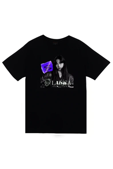 fame-stoned La Lisa - Lisa - BLACKPINK - K-Pop - Alter Ego Baskılı Unisex %100 Pamuk Siyah T-shirt ürün görseli 1
